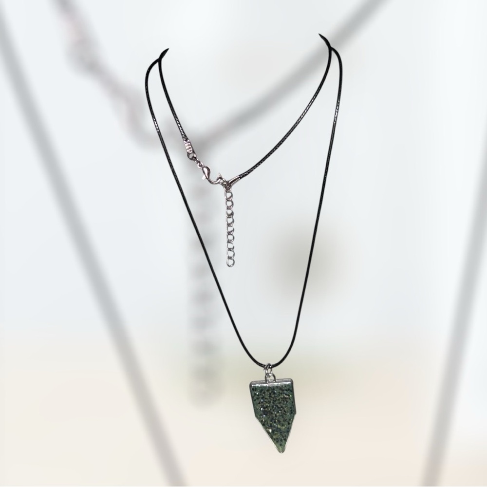 Handmade Resin Arrow Necklace | Green Pendant Minimalist Jewelry - Picture 5 of 5